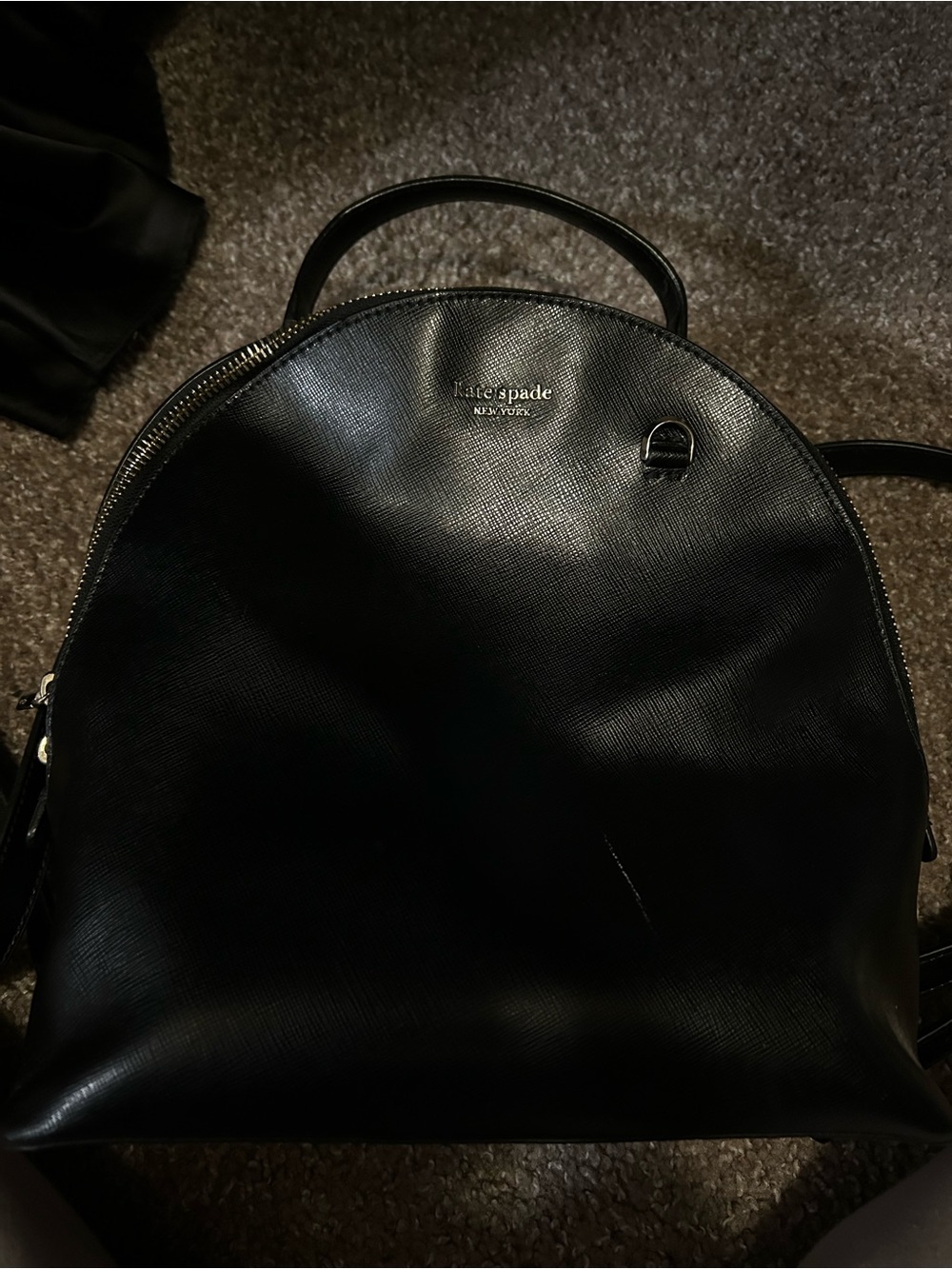 kate spade Black Saffiano Leather Dome Backpack